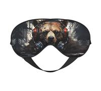 Urban Bear mit Kopfhörern Schlafmaske, Augenmasken für Schlaf Doppelseitig, Schlafmasken für Damen Herren, Verdunkelung Augenabdeckungen zum Schlafen, Reisen