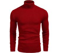 URBAN BUCK Herren Rollkragenpullover, stilvoll und gemütlich, Herren-Rollkragenpullover, langärmelig, für alle Jahreszeiten, weich und warm, lässig, leichtes Outfit, James Red Rollkragenpullover für