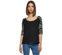 Urban Classics Damen T-Shirt 3/4-Arm Kontrast-Raglan Schwarz/Darkcamouflage Größe 4XL