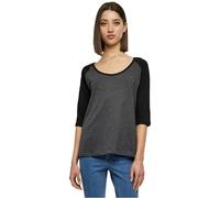 Urban Classics Ladies 3/4 Contrast Raglan Tee Damen-Langarmshirt - charcoal schwarz XXL
