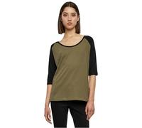 Urban Classics T-Shirt Damen 3/4 Kontrast-Raglan – 2er-Pack olivgrün-schwarz