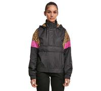 Urban Classics TB3063 Ladies AOP Mixed Pull Over Jacket, Größe:XS, Farbe:black/leo