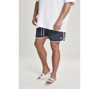 Urban Classics Herren Retro Swimshorts - Schnelltrocknende Badeshorts aus Polyester mit Kordelzug, elastischem Bund & Retro Design, ideal für Strand, Pool & Urlaub,Navy/White,5XL