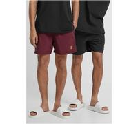 Badeshorts URBAN CLASSICS "Urban Classics Herren Block Swim Shorts 2-Pack", Herren, Gr. S, US-Größen, blk, blk, cherry, 100% Polyamid, Badehosen Badeshorts (48293904-S) blk, blk, cherry