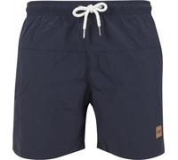 Urban Classics Herren Block Swim Shorts - Badeshorts mit Kordelzug & Taschen, schnelltrocknend, ideal für Strand, Pool & Urlaub,Navy/Navy,5XL