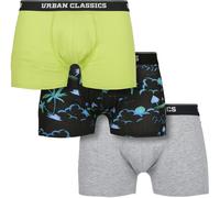 Urban Classics Herren Boxershorts 3er-Pack – Island AOP, Lime, Grey – Größe L