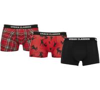 Urban Classics Boxershort Boxer Shorts 3-Pack Red Plaid Aop+Moose Aop+Black-S