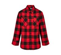 Urban Classics Jungen Boys Checked Flanell Shirt Hemd, black/red, 158-164