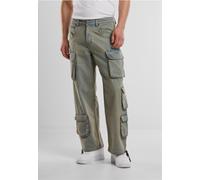 Cargohose URBAN CLASSICS "Urban Classics Multi Pocket Denim Cargo", Herren, Gr. 36, Normalgrößen, new light blau dirty washed, 100% Baumwolle, unifarben, relaxed fit, Hosen Cargohose (56346634-36) new