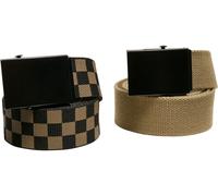 Urban Classics Canvas-Gürtel 2er-Pack kariert & einfarbig Unisex Olive/Schwarz L/XL