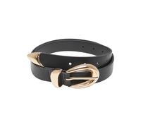 Urban Classics Women's TB7211-Chunky Buckle Loop Synthetic Leather Belt, Black/Gold, L/XL