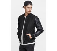 Urban Classics Herren Jacke Oldschool College Jacket, stylische Männer Collegejacke mit Kunstlederärmeln, Blk/blk, 5XL