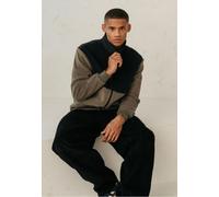 Urban Classics Colour Block Polar Fleece Jacket Black/Olive, XL