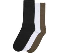 Urban Classics Daily Socken 3er Pack - Unisex Sneaker- und Crew-Socken in Schwarz, Weiß & Oliv, Größe 39-50