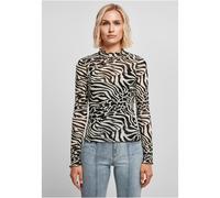 Urban Classics - AOP Mesh Turtleneck Black/White - Longsleeve Weiß Medium