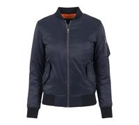 Urban Classics Damen Basic Bomber Jacket - Klassische Übergangsjacke im Regular Fit mit Ärmeltasche, Reißverschluss und kontrastfarbenem Innenfutter für Streetwear & Freizeit,Navy,XS
