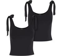 Urban Classics Damen T-Shirt Ladies Tied Basic Jersey Top 2-Pack TB7520A Black/Black-L