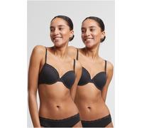 Urban Classics Damen BH mit Bügel Ladies Basic Cotton Bra Lace 2-Pack TB7653A Black+Black-70A