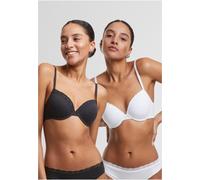 Urban Classics Damen BH mit Bügel Ladies Basic Cotton Bra Lace 2-Pack TB7653A Black+White-75A