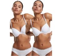 Urban Classics Damen BH mit Bügel Ladies Basic Cotton Bra Lace 2-Pack TB7653A White-80D
