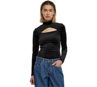 Urban Classics Ladies Velvet Cut-Out Turtleneck Body in Gr. S in Schwarz