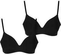 Urban Classics Damen bügelloser BH Ladies Basic Padded Bra 2-Pack TB7654A Black+Black-70A