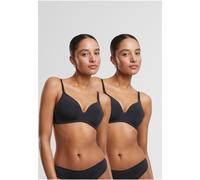 Urban Classics Damen bügelloser BH Ladies Basic Padded Bra 2-Pack TB7654A Black+Black-80D