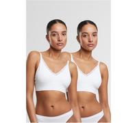Urban Classics Damen bügelloser BH Ladies Padded Rip Bra 2-Pack TB7657A White-M