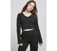 Urban Classics Ladies Cropped Rib Cardigan in Gr. 5XL in Schwarz