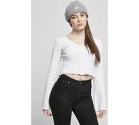 Urban Classics Damen Cardigan Ladies Cropped Rib Cardigan White-4XL