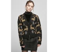 Urban Classics Damen Cardigan Ladies Short Oversized Christmas Cardigan Black/Gold-5XL