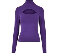 Urban Classics Damen Cut-Out Turtleneck, Langarm-Shirt mit Raffiniertem Brust-Ausschnitt, Slim Fit, Realviolet, XL
