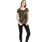Urban Classics Female Shirt Ladies Camo Back Shaped Tee Olive Camouflage-S