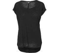 Urban Classics Ladies Long Back Shaped Slub Tee in Gr. L in Schwarz