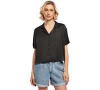 Urban Classics Ladies Viscose Satin Resort Shirt in Gr. XL in Schwarz