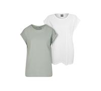 Urban Classics Damen Extended Shoulder Tee 2er Pack - Baumwoll T-Shirt mit überschnittenen Schultern, Loose Fit Basic für Alltag, Freizeit & Streetwear,Frostmint+White,4XL