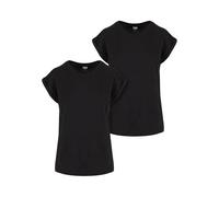 Urban Classics Damen Ladies Extended Shoulder Tee 2-pack T-Shirt, Schwarz, S EU