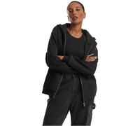 Urban Classics Damen-Flausch-Kapuzenjacke aus Sweatshirtstoff und Fleece - Kapuzenjacke mit durchgehendem Reißverschluss Schwarz XL