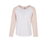 Urban Classics Girl's UCK4539-Girls Contrast Raglan Longsleeve T-Shirt, White/pink, 110/116