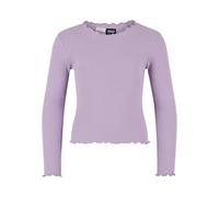 Longsleeve URBAN CLASSICS "Urban Classics Damen Girls Short Rib Longsleeve", Mädchen, Gr. 110/116, lila, 97% Baumwolle, 3% Elasthan, unifarben, slim fit, Rundhals, Shirts (13779858-110) lila