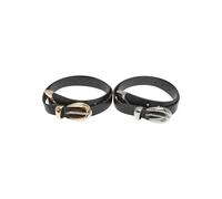Urban Classics Damen Gürtel Chunky Buckle Loop Synthetic Leather Belt 2-Pack, Doppelpack Gürtel mit Dornschnalle, Größen S/M - XL