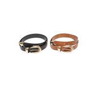 Urban Classics Women's TB7211A-Chunky Buckle Loop Synthetic Leather 2-Pack Belt, Black/Gold+Brown/Gold, L/XL
