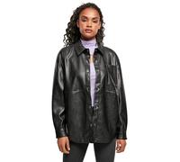 Urban Classics Ladies Faux Leather Overshirt in Gr. 5XL in Schwarz