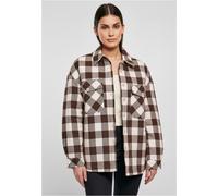 Urban Classics Damen Hemd Ladies Flanell Padded Overshirt Pink/Brown-5XL