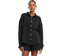 Urban Classics Hemdbluse Oversized Musselin – 100% Baumwolle – Damen Gr. L schwarz