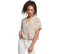 Urban Classics Damen Hemdbluse Ladies Viscose Resort Shirt, Kurzarm Bluse für Frauen, Loose Fit, Lightblue Hibiscus, 5XL