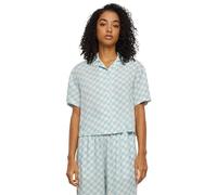 Urban Classics Damen Hemdbluse Ladies Viscose Resort Shirt, Kurzarm Bluse für Frauen, Loose Fit, Oceanbluecheck, XL