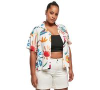 Urban Classics Damen Hemdbluse Ladies Viscose Resort Shirt, Kurzarm Bluse für Frauen, Loose Fit, Whitesandfruity, 5XL