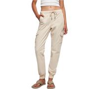 Urban Classics Damen Cargohose mit hohem Bund, Cargotaschen, Baumwolle mit Stretch, Whitesand M