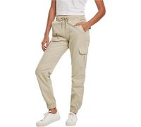 Urban Classics Damen Jogginghose High Waist Cargo mit Cargotaschen Baumwolle Stretch Beige Größe S